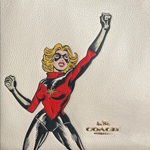 Coach White and Red Tote Bag